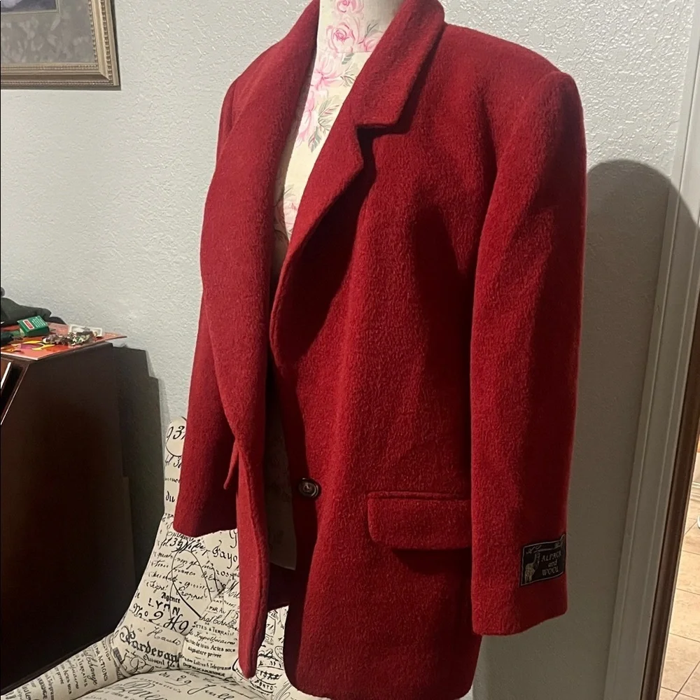 Vintage Harve Benard  by Benard Holtzman Women's Burgundy Pea Coat PERFECT - Picture 8 of 11